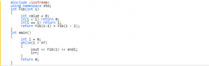 fibonacci series in c++